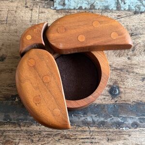 Vintage, Wooden Ladybug Trinket Box with Lid
